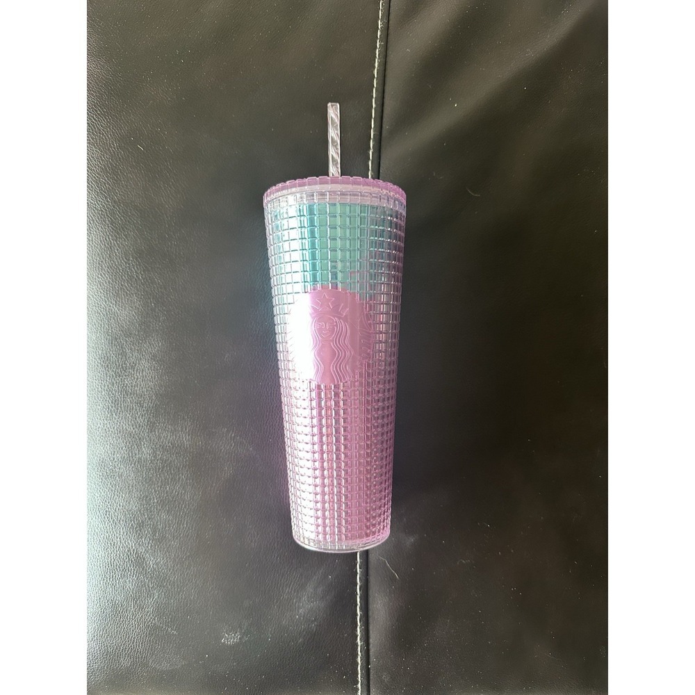 Starbucks 2021 Iridescent Pink Blue Studded Grid Tumbler 24oz Cold Cup 24 Oz